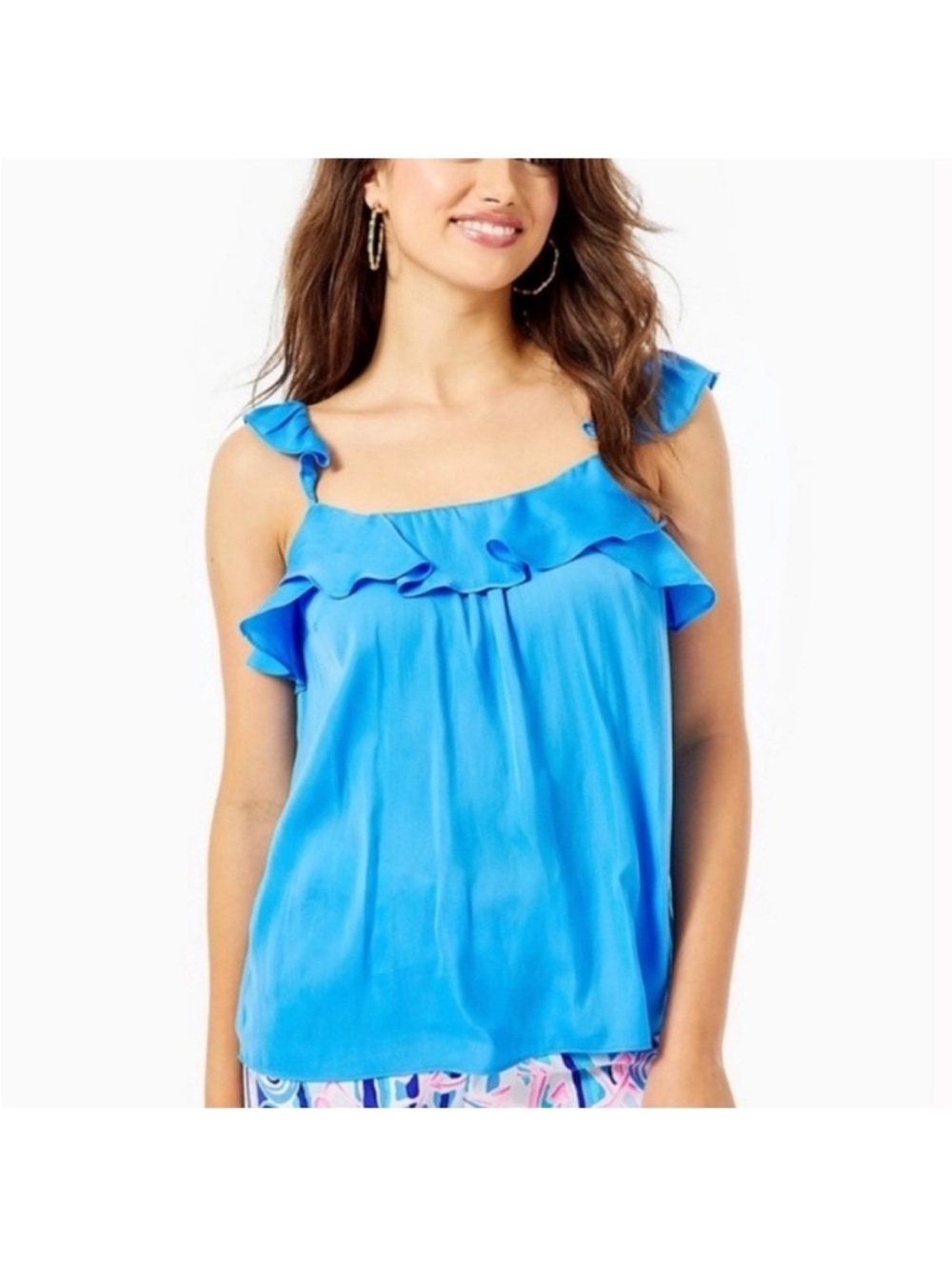 Lilly Pulitzer Bright Blue Ruffle-Trim Camisole